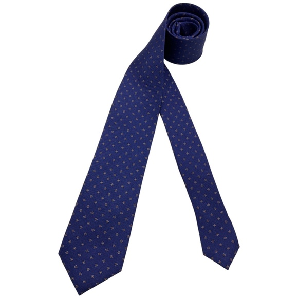 DE FURSAC Blue Floral Silk LUXURY Tie ITALY - Picture 1 of 4